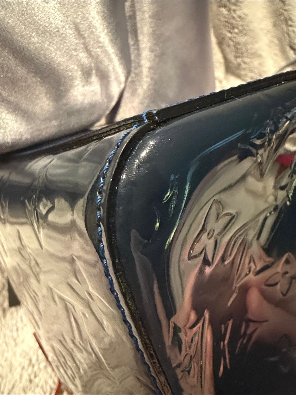 Louis Vuitton Dark Blue Vernis Tote with Leather Handles - Picture 11 of 13